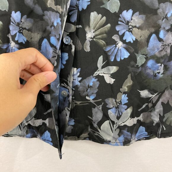 Bella Dahl size Small Black blue Floral Long Sleeve Button Up Feminine Preppy - Picture 5 of 12